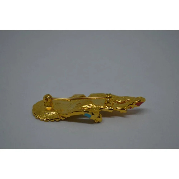 Enamel Eskimo Brooch Inuit Art Native First Nations Pin Gold Tone Dancer - Picture 6 of 8